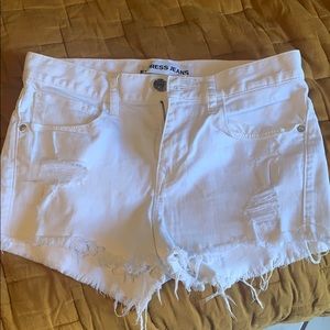Express white denim shorts